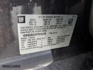 2015 Chevrolet Tahoe LT with VIN 1GNSCBKC8FR246289, listed as a Copart auction lot 81521014 with 102,256 mi miles and Salvage Title. Bid and sale history available at carsss.com. Image 13.
