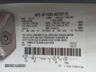 2019 Ford Transit Connect XL z VIN NM0LE7E2XK1431554, wystawiony jako IAAI lot #41464835 z przebiegiem 46 687 mil mil oraz . Historia ofert i sprzedaży dostępna na DreamBid. Obrazek 9.