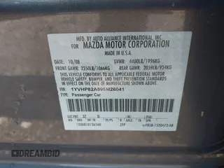 2009 Mazda 6 i Touring with VIN 1YVHP82A895M28041, listed as a IAAI auction lot 42151899 with 91,929 mi miles and . Bid and sale history available at carsss.com. Image 9.
