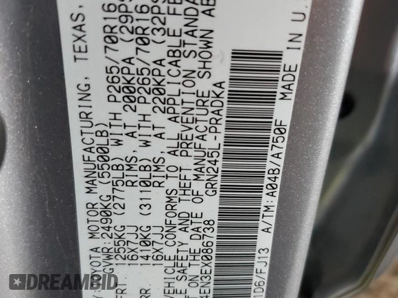 2014 Toyota Tacoma with VIN 5TFLU4EN3EX086738, listed as a Copart auction lot 56494585 with 140,456 mi miles and Salvage Title. Bid and sale history available at DreamBid. Image 12.