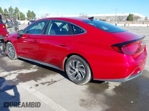 2020 Hyundai Sonata Hybrid Blue with VIN KMHL24JJ1LA009550, listed as a IAAI auction lot 41265226 with 85,347 mi miles. Bid and sale history available at carsss.com. Image 3.
