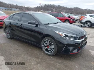 2023 Kia Forte GT with VIN 3KPF44AC1PE677400, listed as a IAAI auction lot 41487334 with 15,423 mi miles and . Bid and sale history available at carsss.com. Image 1.