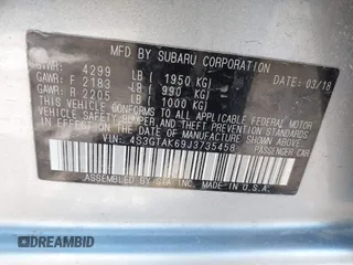 2018 Subaru Impreza Special Sports with VIN 4S3GTAK69J3735458, listed as a IAAI auction lot 41599640 with 40,719 mi miles and . Bid and sale history available at DreamBid. Image 9.