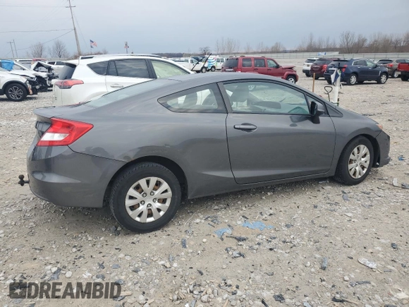 2012 Honda Civic Cpe LX with VIN 2HGFG3B58CH527382, listed as a Copart auction lot 51947645 with 0 mi miles and Clean Title. Bid and sale history available at carsss.com. Image 3.