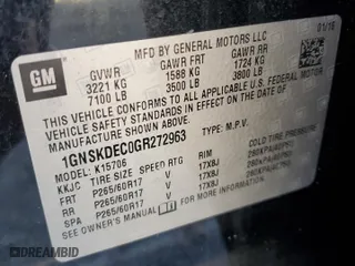 2016 Chevrolet Tahoe Commercial with VIN 1GNSKDEC0GR272963, listed as a Copart auction lot 48971055 with 63,648 mi miles and Clean Title. Bid and sale history available at carsss.com. Image 12.