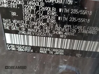 2016 Toyota RAV4 Limited с VIN JTMDJREV1GD036189, выставлен на аукционе Copart как лот 81155353 с пробегом Не указан миль и Чистый • Clean title. История ставок и продаж доступна на DreamBid. Изображение 15.