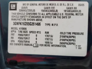 2005 Chevrolet Suburban LS with VIN 3GNFK16Z65G261496, listed as a Copart auction lot 80455624 with 139,102 mi miles and Salvage Title. Bid and sale history available at carsss.com. Image 13.