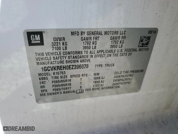 2014 Chevrolet Silverado 1500 LT with VIN 1GCVKREH0EZ396078, listed as a Copart auction lot 49642675 with 181,189 mi miles and Clean Title. Bid and sale history available at carsss.com. Image 12.