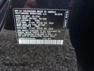 2018 Volkswagen Atlas SEL z VIN 1V2MR2CA9JC581875, wystawiony jako Copart lot #56958915 z przebiegiem 111 167 mil mil oraz Szkoda całkowita • Salvage title. Historia ofert i sprzedaży dostępna na DreamBid. Obrazek 13.
