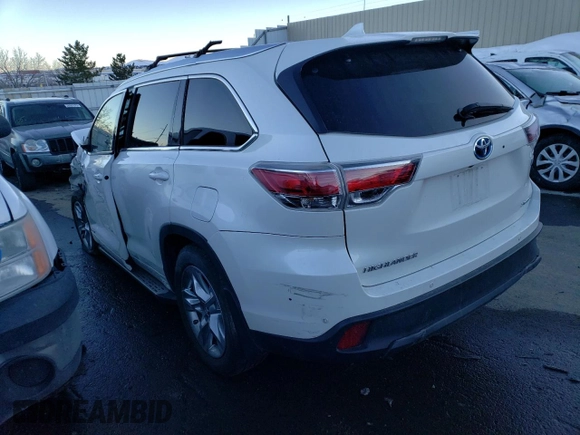 2016 Toyota Highlander Hybrid Limited with VIN 5TDDCRFH9GS017011, listed as a Copart auction lot 37613753 with 0 mi miles. Bid and sale history available at carsss.com. Image 2.