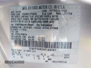 2004 Ford Mustang Standard with VIN 1FAFP40654F140281, listed as a IAAI auction lot 42732286 with 145,723 mi miles and . Bid and sale history available at DreamBid. Image 9.