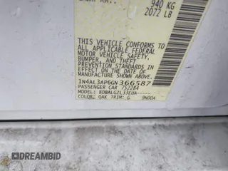 2016 Nissan Altima 2.5 S with VIN 1N4AL3AP6GN366587, listed as a IAAI auction lot 41836954 with 169,001 mi miles. Bid and sale history available at carsss.com. Image 9.