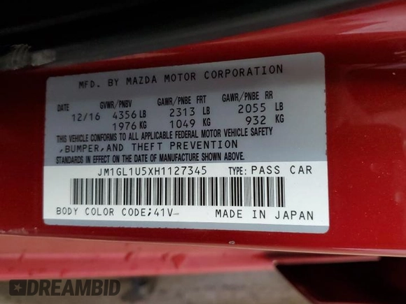 2017 Mazda 6 Sport z VIN JM1GL1U5XH1127345, wystawiony jako Copart lot #56196575 z przebiegiem 131 059 mil mil oraz Szkoda całkowita • Salvage title. Historia ofert i sprzedaży dostępna na DreamBid. Obrazek 13.