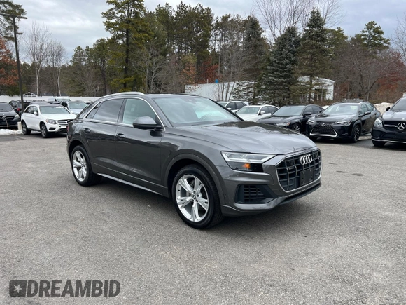 2019 Audi Q8 Premium Plus z VIN WA1BVAF19KD028045, wystawiony jako Copart lot #48666925 z przebiegiem 112 755 mil mil oraz Czysty tytuł • Clean title. Historia ofert i sprzedaży dostępna na DreamBid. Obrazek 1.