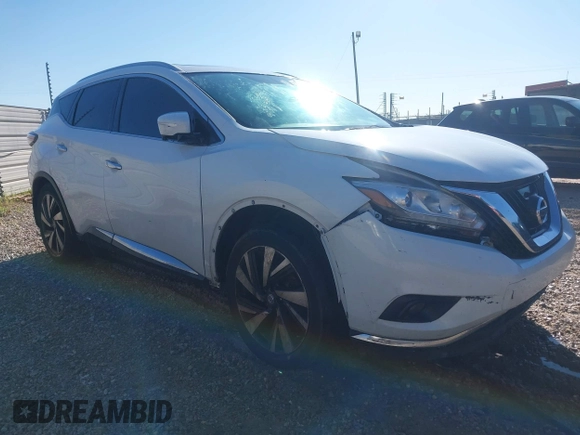 2015 Nissan Murano Platinum z VIN 5N1AZ2MG7FN265552, wystawiony jako IAAI lot #41828490 z przebiegiem 211 465 mil mil oraz . Historia ofert i sprzedaży dostępna na DreamBid. Obrazek 1.