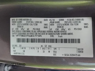 2018 Ford F-250 XL с VIN 1FT7W2BT9JEC77105, выставлен на аукционе IAAI как лот 42187476 с пробегом 211 051 миль миль и . История ставок и продаж доступна на DreamBid. Изображение 9.