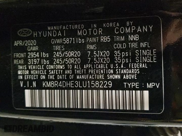 2020 Hyundai Palisade SEL z VIN KM8R4DHE3LU158229, wystawiony jako Copart lot #49879385 z przebiegiem 127 044 mil mil oraz Czysty tytuł • Clean title. Historia ofert i sprzedaży dostępna na DreamBid. Obrazek 13.