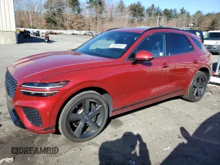 2023 Genesis GV70 2.5T with VIN KMUMADTB5PU111680, listed as a Copart auction lot 46995365 with 27,321 mi miles and Salvage Title. Bid and sale history available at carsss.com. Image 1.