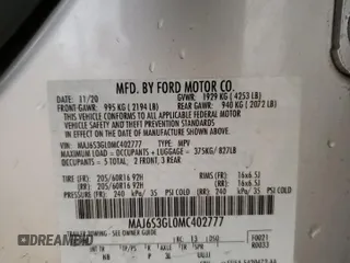 2021 Ford EcoSport SE with VIN MAJ6S3GL0MC402777, listed as a Copart auction lot 58030075 with 33,496 mi miles and Salvage title. Bid and sale history available at DreamBid. Image 14.