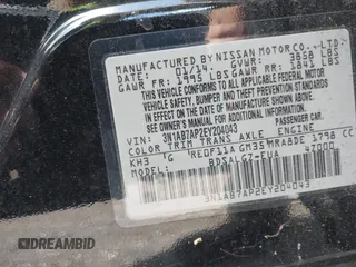 2014 Nissan Sentra S with VIN 3N1AB7AP2EY204043, listed as a IAAI auction lot 39647429 with 148,963 mi miles and . Bid and sale history available at DreamBid. Image 9.