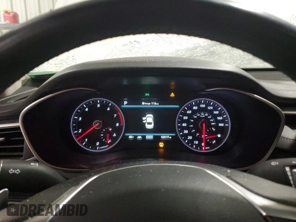 2021 Genesis G70 2.0T with VIN KMTG44LAXMU070314, listed as a Copart auction lot 88990385 with 52,517 mi miles and Salvage title. Bid and sale history available at DreamBid. Image 9.