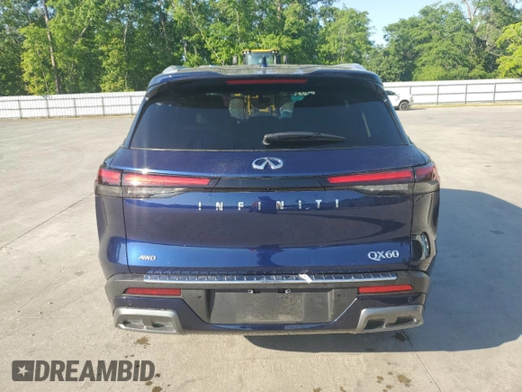 2023 Infiniti QX60 Sensory with VIN 5N1DL1GS2PC345895, listed as a Copart auction lot 53189265 with 25,865 mi miles and Salvage title. Bid and sale history available at DreamBid. Image 6.