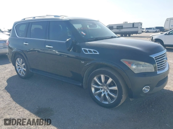2014 Infiniti QX80 with VIN JN8AZ2NF2E9555610, listed as a IAAI auction lot 42765210 with 215,717 mi miles and . Bid and sale history available at DreamBid. Image 1.