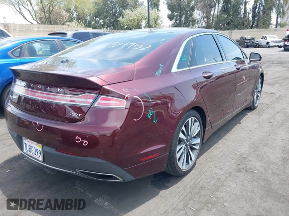 2017 Lincoln MKZ Reserve with VIN 3LN6L5E93HR619155, listed as a IAAI auction lot 42588411 with 60,140 mi miles and . Bid and sale history available at DreamBid. Image 4.