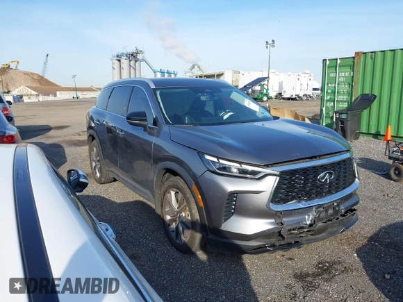 2023 Infiniti QX60 Luxe with VIN 5N1DL1FS1PC365122, listed as a IAAI auction lot 41921269 with 20,283 mi miles and . Bid and sale history available at DreamBid. Image 1.