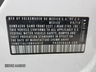 2016 Volkswagen Jetta Sport z VIN 3VWD17AJ1GM404816, wystawiony jako Copart lot #46916355 z przebiegiem 71 748 mil mil oraz Szkoda całkowita • Salvage title. Historia ofert i sprzedaży dostępna na DreamBid. Obrazek 12.