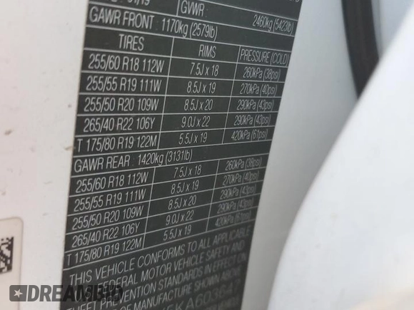2019 Jaguar F-Pace 25t with VIN SADCS2FX5KA603647, listed as a Copart auction lot 80791614 with 68,826 mi miles and Salvage title. Bid and sale history available at DreamBid. Image 12.
