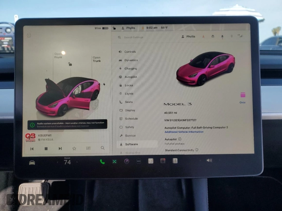 2022 Tesla Model 3 z VIN 5YJ3E1EA1NF337727, wystawiony jako Copart lot #51175655 z przebiegiem 40 551 mil mil oraz Szkoda całkowita • Salvage title. Historia ofert i sprzedaży dostępna na DreamBid. Obrazek 9.
