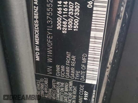 2020 Mercedes-Benz Metris with VIN W1WV0FEY1L3755527, listed as a Copart auction lot 54562495 with 36,195 mi miles and Salvage Title. Bid and sale history available at DreamBid. Image 13.