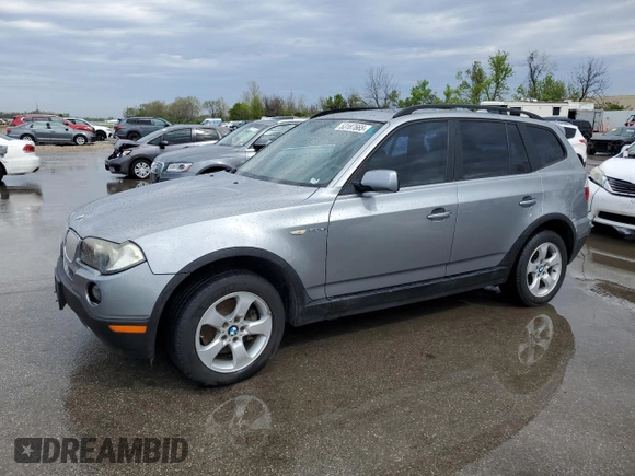 2008 BMW X3 3.0si with VIN WBXPC93428WJ22198, listed as a Copart auction lot 53187665 with 196,084 mi miles and Salvage Title. Bid and sale history available at DreamBid. Image 1.