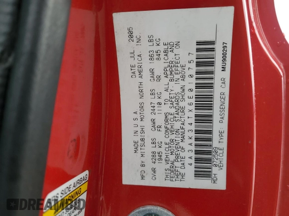 2006 Mitsubishi Eclipse GT with VIN 4A3AK34TX6E010757, listed as a Copart auction lot 51614115 with 75,848 mi miles and Salvage Title. Bid and sale history available at carsss.com. Image 14.