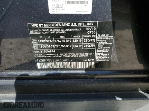 2011 Mercedes-Benz GL-Class GL 450 with VIN 4JGBF7BE2BA654807, listed as a Copart auction lot 77133244 with 133,748 mi miles and Salvage Title. Bid and sale history available at carsss.com. Image 13.