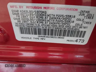2011 Mitsubishi Outlander Sport SE with VIN JA4AR4AU3BZ019640, listed as a IAAI auction lot 42087359 with 199,791 mi miles. Bid and sale history available at carsss.com. Image 9.