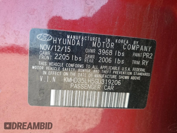 2016 Hyundai Elantra GT with VIN KMHD35LH5GU319206, listed as a Copart auction lot 52622555 with 167,649 mi miles and Salvage Title. Bid and sale history available at carsss.com. Image 14.