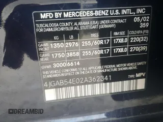 2002 Mercedes-Benz M-Class with VIN 4JGAB54E02A362341, listed as a Copart auction lot 81899714 with 179,361 mi miles and Salvage Title. Bid and sale history available at carsss.com. Image 16.