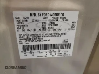 2006 Ford F-150 XLT z VIN 1FTPW14V96KD95687, wystawiony jako Copart lot #61587735 z przebiegiem 185 330 mil mil oraz Szkoda całkowita • Salvage title. Historia ofert i sprzedaży dostępna na DreamBid. Obrazek 12.