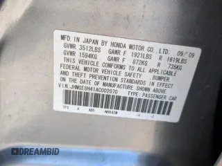 2010 Honda Fit Sport with VIN JHMGE8H41AC002070, listed as a Copart auction lot 62356565 with 148,279 mi miles and Salvage title. Bid and sale history available at DreamBid. Image 12.