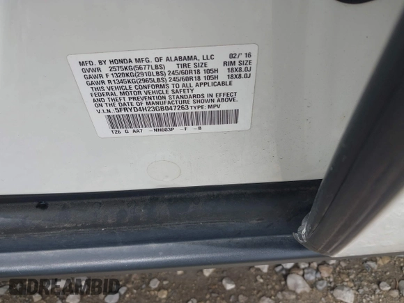 2016 Acura MDX z VIN 5FRYD4H23GB047263, wystawiony jako IAAI lot #42257950 z przebiegiem 102 715 mil mil oraz . Historia ofert i sprzedaży dostępna na DreamBid. Obrazek 9.