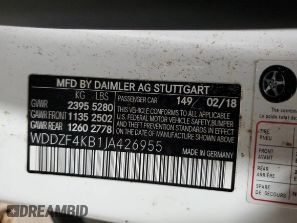 2018 Mercedes-Benz E 300 z VIN WDDZF4KB1JA426955, wystawiony jako Copart lot #56710075 z przebiegiem 47 608 mil mil oraz Czysty tytuł • Clean title. Historia ofert i sprzedaży dostępna na DreamBid. Obrazek 13.