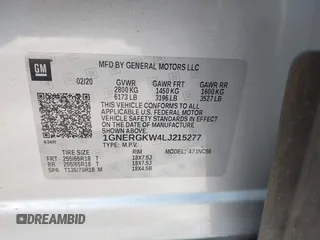 2020 Chevrolet Traverse LT Cloth with VIN 1GNERGKW4LJ215277, listed as a IAAI auction lot 41706394 with 84,762 mi miles. Bid and sale history available at carsss.com. Image 9.