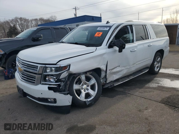 2015 Chevrolet Suburban LTZ with VIN 1GNSKKKC1FR275393, listed as a Copart auction lot 48349675 with 158,542 mi miles and Salvage Title. Bid and sale history available at carsss.com. Image 1.
