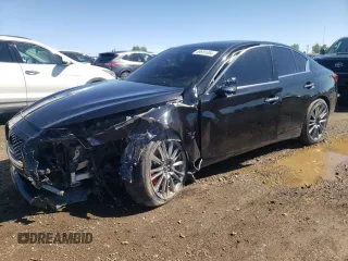 2020 Infiniti Q50 Red Sport 400 with VIN JN1FV7AR3LM660387, listed as a Copart auction lot 69691004 with 34,279 mi miles and Salvage Title. Bid and sale history available at carsss.com. Image 1.
