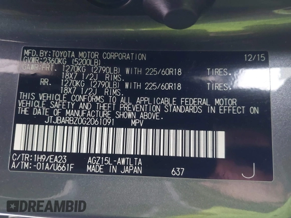 2016 Lexus NX 200t with VIN JTJBARBZ0G2061091, listed as a IAAI auction lot 41561713 with 65,401 mi miles and . Bid and sale history available at DreamBid. Image 9.