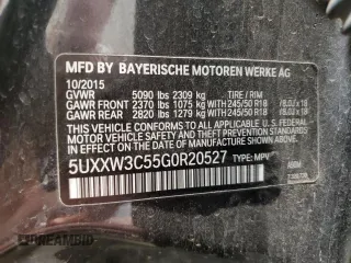 2016 BMW X4 xDrive28i with VIN 5UXXW3C55G0R20527, listed as a Copart auction lot 61044045 with 125,493 mi miles and Clean title. Bid and sale history available at DreamBid. Image 12.