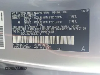 2017 Toyota Sienna XLE Auto Access Seat with VIN 5TDYZ3DC1HS805349, listed as a IAAI auction lot 42273787 with 184,347 mi miles and . Bid and sale history available at DreamBid. Image 9.
