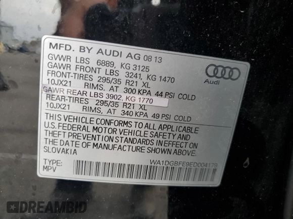 2014 Audi Q7 3.0T S line Prestige with VIN WA1DGBFE9ED004179, listed as a Copart auction lot 78647454 with 156,950 mi miles and Clean Title. Bid and sale history available at carsss.com. Image 13.